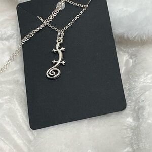 Silver Lizard Pendant Necklace